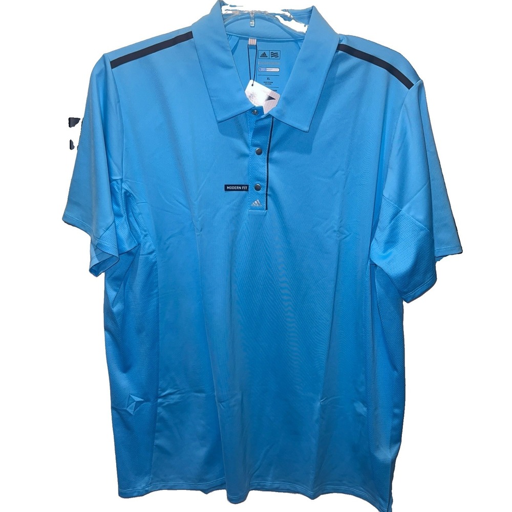 Adidas Puremotion CoolMax Men's Cyan Teal W/ Black Trim Golf Shirt XL New w/tags